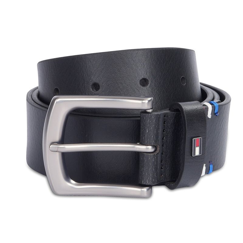 Tommy Hilfiger Men Black Leather Algoma Non Reversible Belt (L)