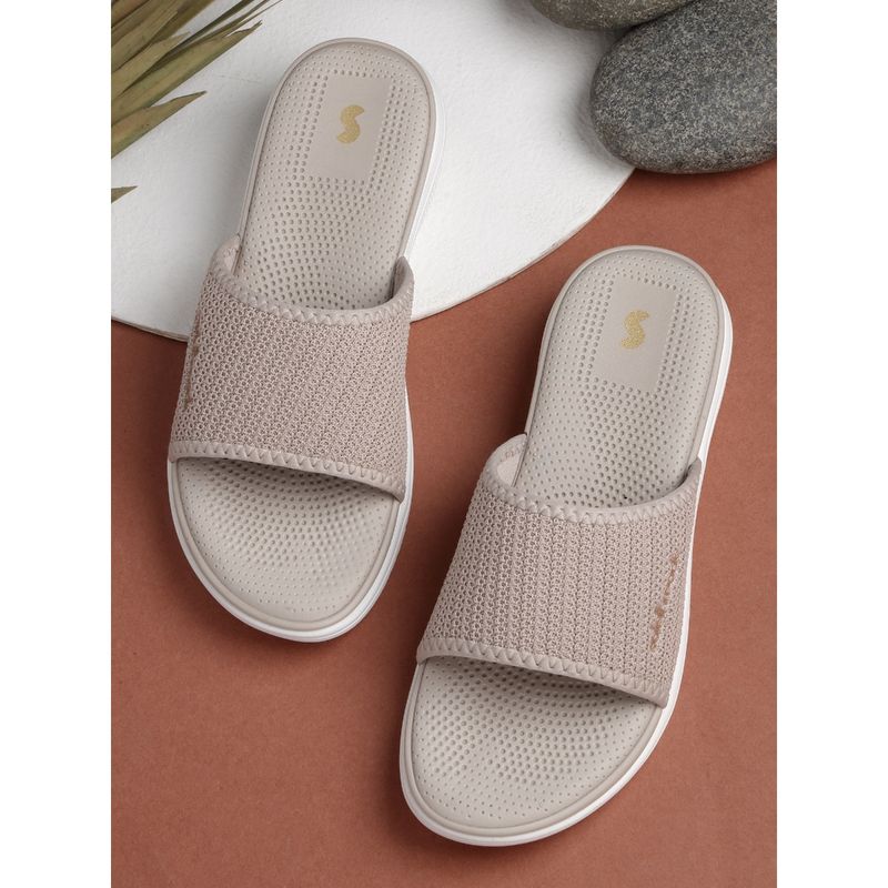 SOLETHREADS Grace Beige Textured Women Slides Buy SOLETHREADS Grace