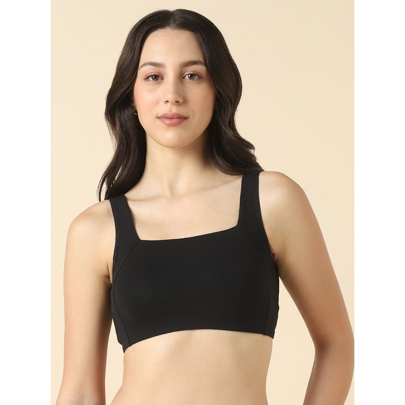 Van Heusen Women Cotton Solid Non Padded Full Coverage Seamless Pull On Bra - Black (L)