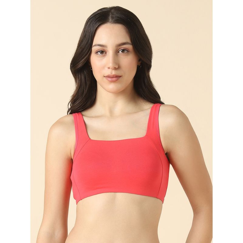 Van Heusen Women Cotton Solid Non Padded Full Coverage Seamless Pull On Bra - Coral (M)