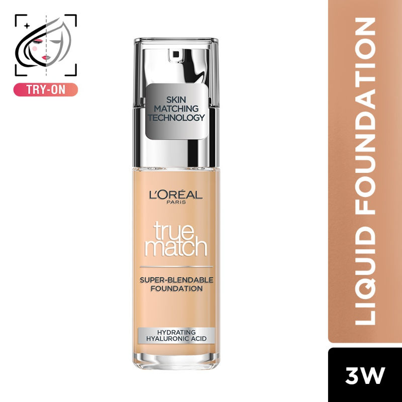 L'Oreal Paris True Match Super-Blendable Foundation With Hydrating Hyaluronic Acid - 3W Warm