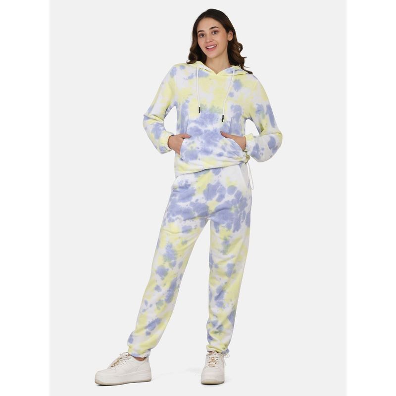 Aesthetic Bodies Women Tie-Dye Hoodie Co-Ord's Yellow and Blue (36)