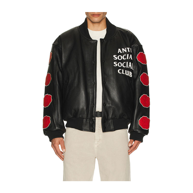Anti Social Social Club Petal To The Metal Leather Varsity Jacket (XL/1X)
