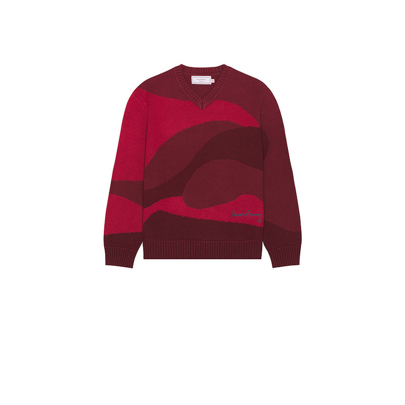 House of Sunny The Red Landscape Oversized V-Neck Sweater (L)