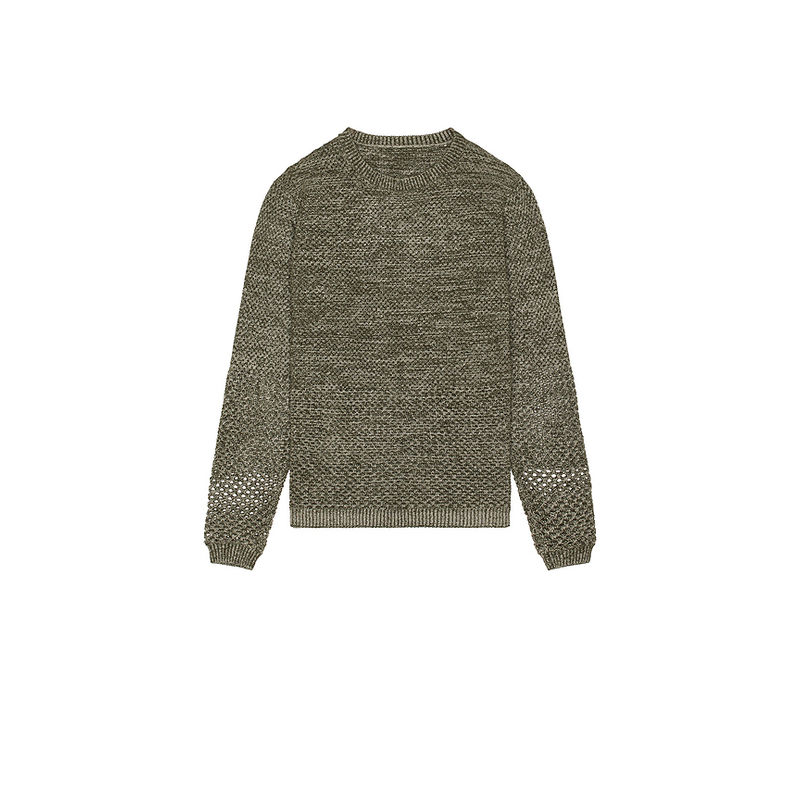 ISA BOULDER Solid Crochet Crewneck Sweater (L)