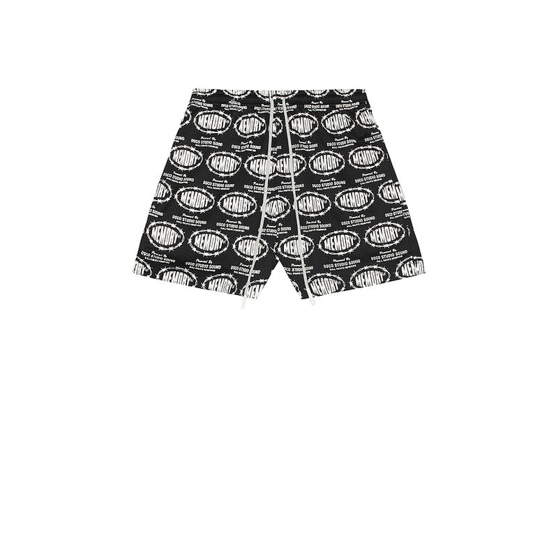 Memory Lane Barbwire Print Mesh Shorts (L)