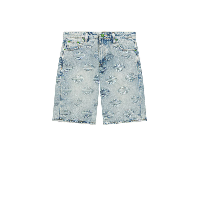 Memory Lane M Shield Debossed Pattern Shorts (34)