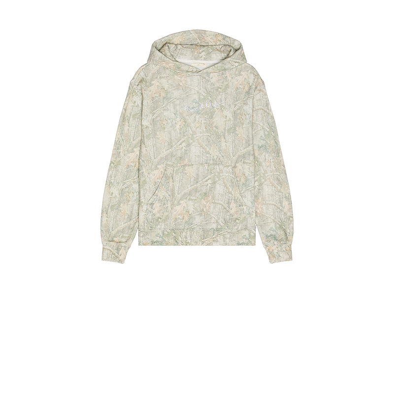 Museum of Peace and Quiet Wordmark Camo Distressed Hoodie (L)