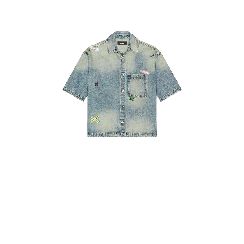 Nahmias Denim Bandaid Short Sleeve Shirt (L)