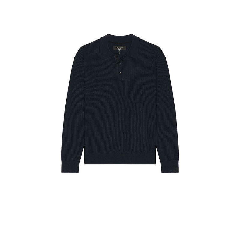 Rag & Bone Crawford Cashmere Blend Long Sleeve Polo (L)