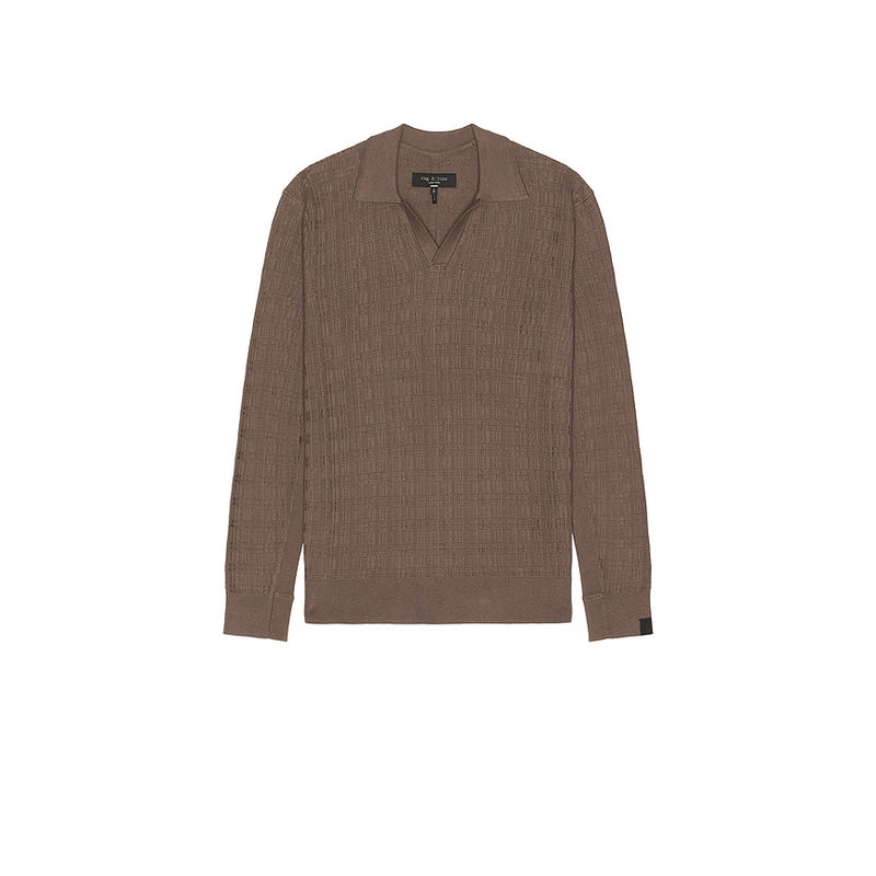 Rag & Bone Harvey Plaid Johnny Collar Polo (L)