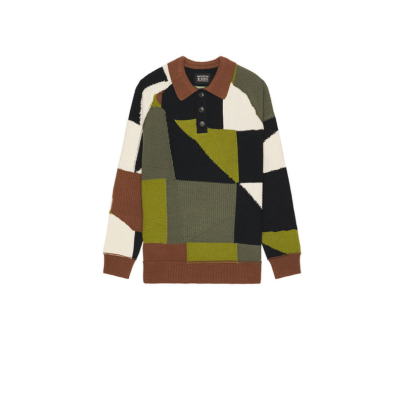 SCOTCH & SODA Patch Work Long Sleeve Polo (M)