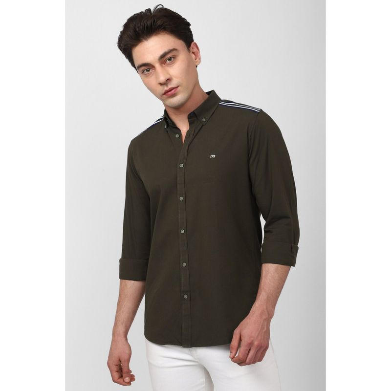 Peter England Men Green Slim Fit Casual Shirt (38)