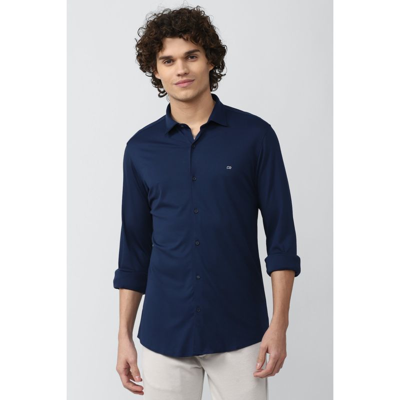 Peter England Men Blue Athletic Fit Formal Shirt (40)