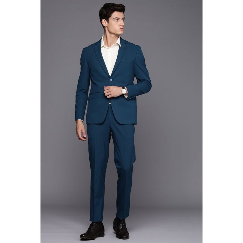 Peter England Men Navy Solid Slim Fit Formal Suit (Set of 2) (38)