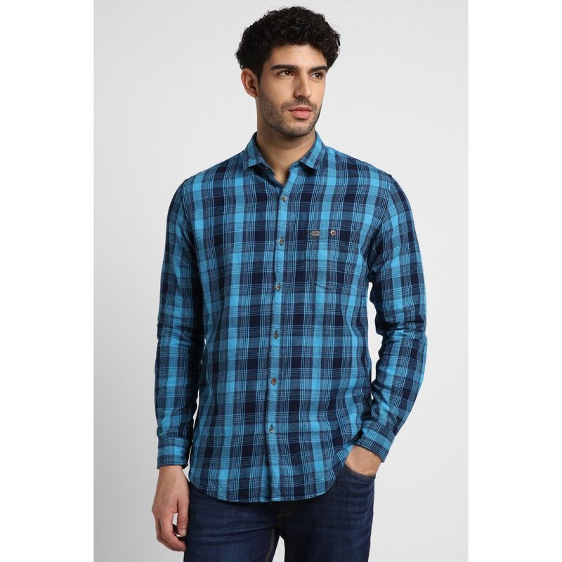 Peter England Men Blue Slim Fit Casual Shirt (39)