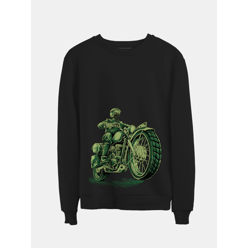 THREADCURRY Skull Biker Printed Sweatshirt for Men (L)