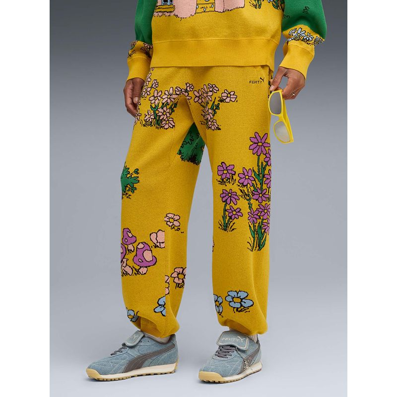 Puma Yellow Printed Relaxed Joggers (S)