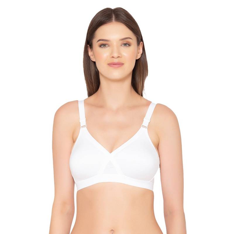 Groversons Paris Beauty Women's Cotton Non-Padded Wireless Super Lift Full Coverage Bra -White (38B)