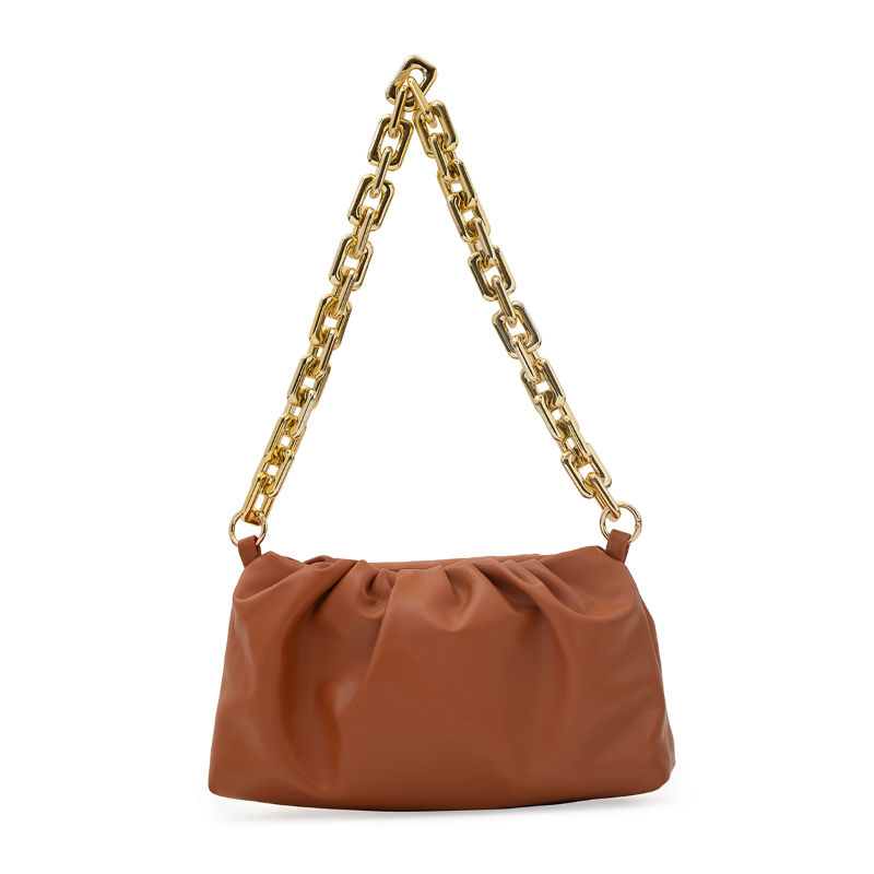 NUFA Ruched Gold Chain Orange Shoulder Bag: Buy NUFA Ruched Gold Chain ...