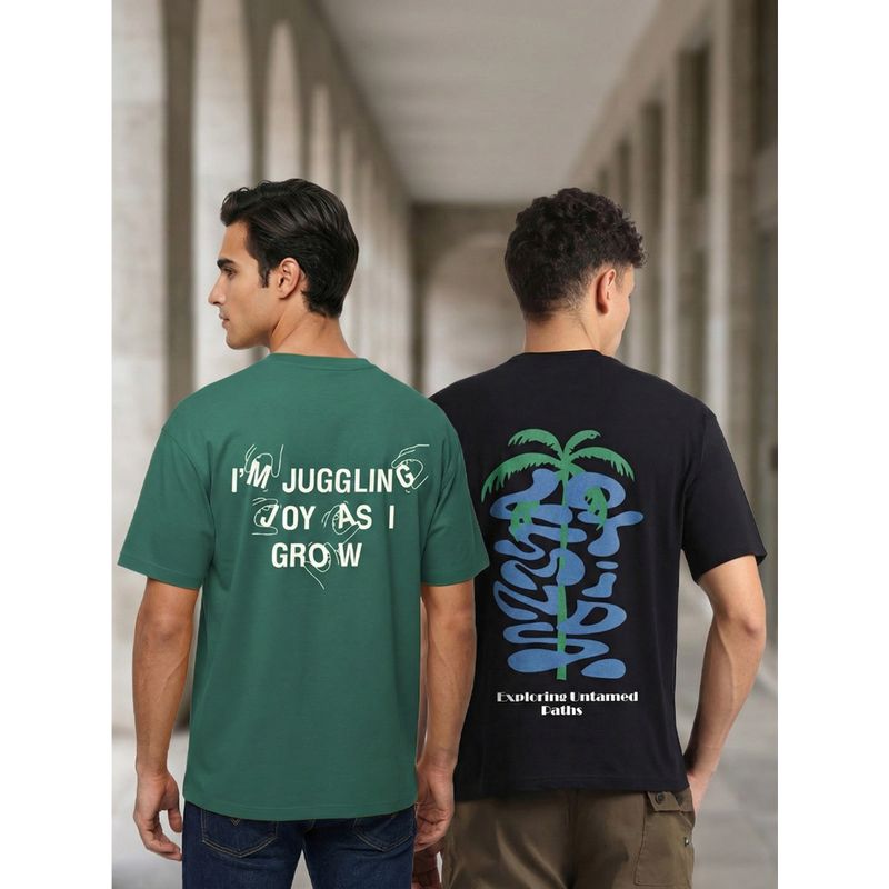 Nobero Men Oversized Graphic Printed T-Shirt (Pack of 2) (S)