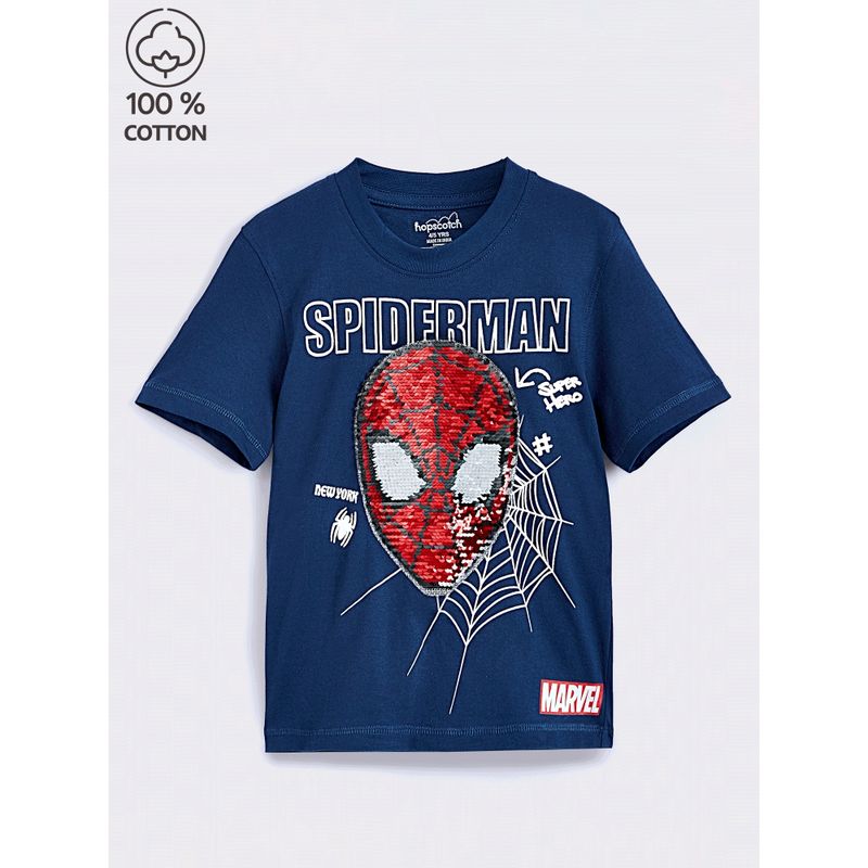 Buy Hopscotch Pure Cotton Spiderman Print T-shirt Online
