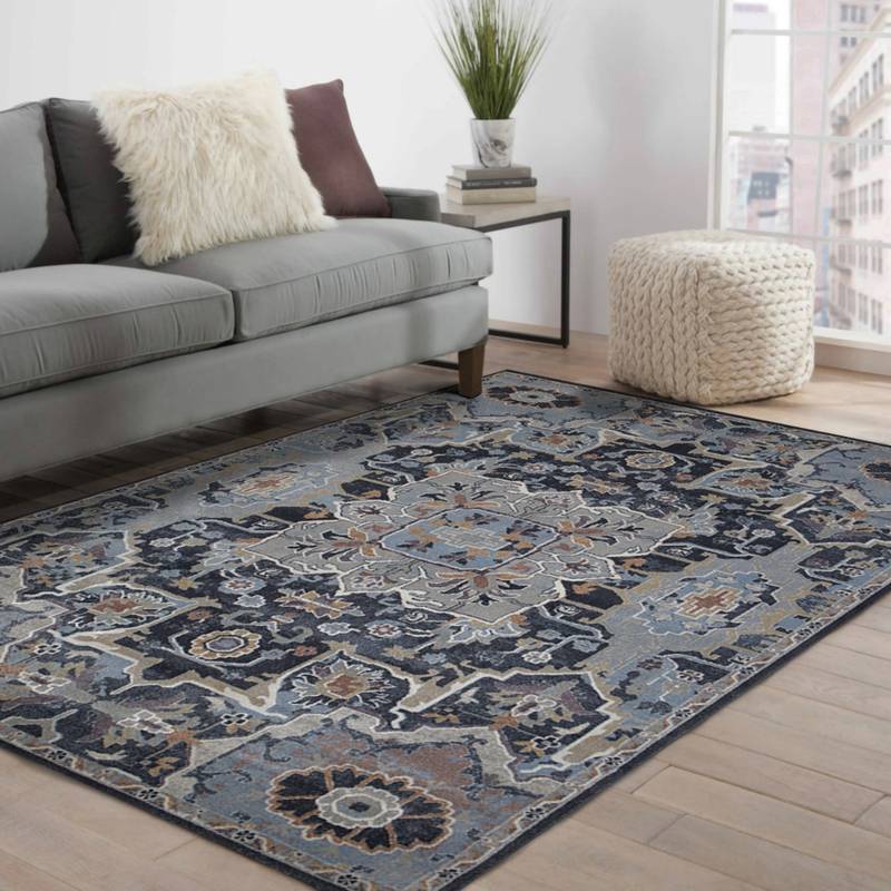 Machine Made Polyester Rugs Buy OBSESSIONS Anti-Static Machine Made Polyester Carpet, Blue Online