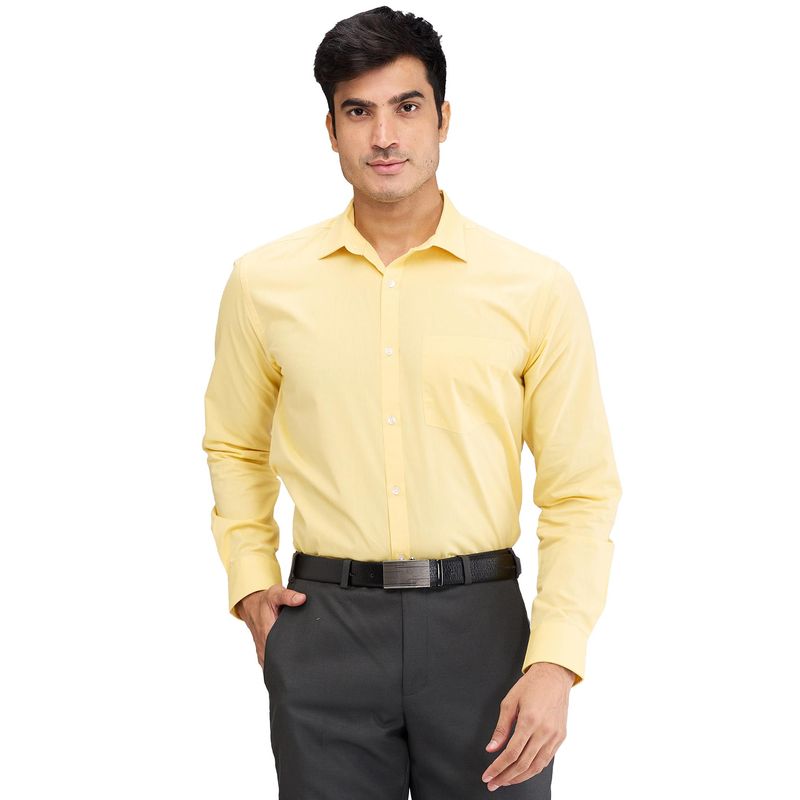 Park Avenue Slim Fit Solid Light Yellow Formal Shirt (39)