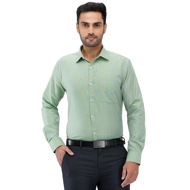 Park Avenue Slim Fit Solid Dark Green Formal Shirt (39)