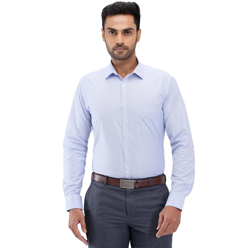 Park Avenue Slim Fit Striped Medium Blue Formal Shirt (44)