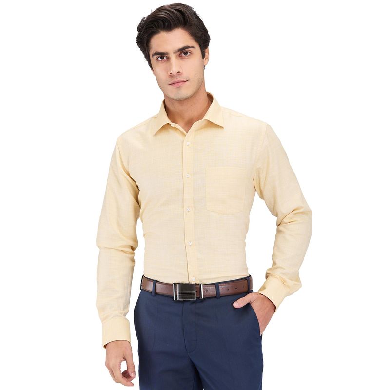 Park Avenue Slim Fit Checks Light Yellow Formal Shirt (40)