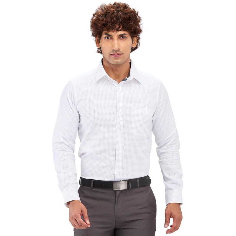 Raymond Slim Fit Printed White Formal Shirt (44)