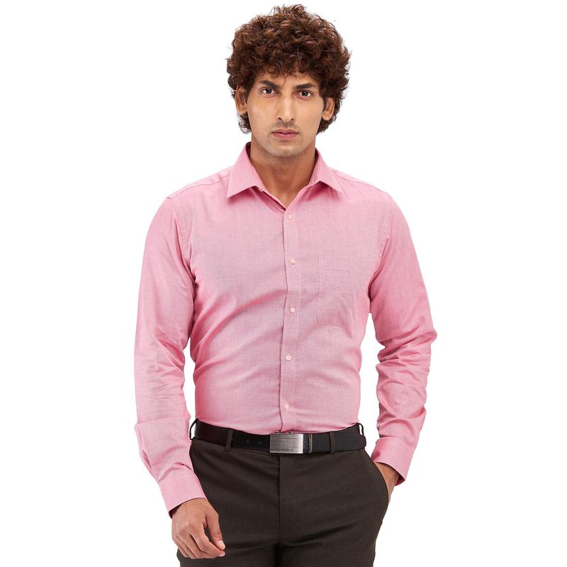 Raymond Slim Fit Solid Medium Red Formal Shirt (39)