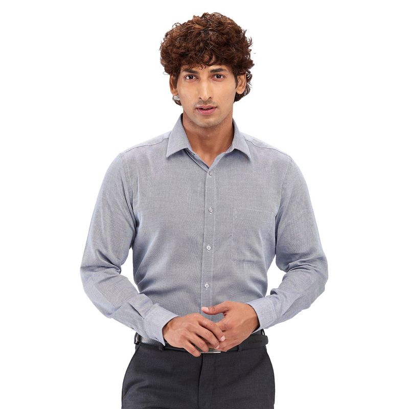 Raymond Slim Fit Self Design Dark Grey Formal Shirt (44)