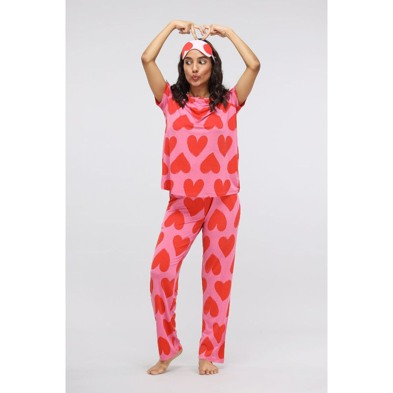 NeceSera Pink Love Modal Pajama (Set of 2) (S)