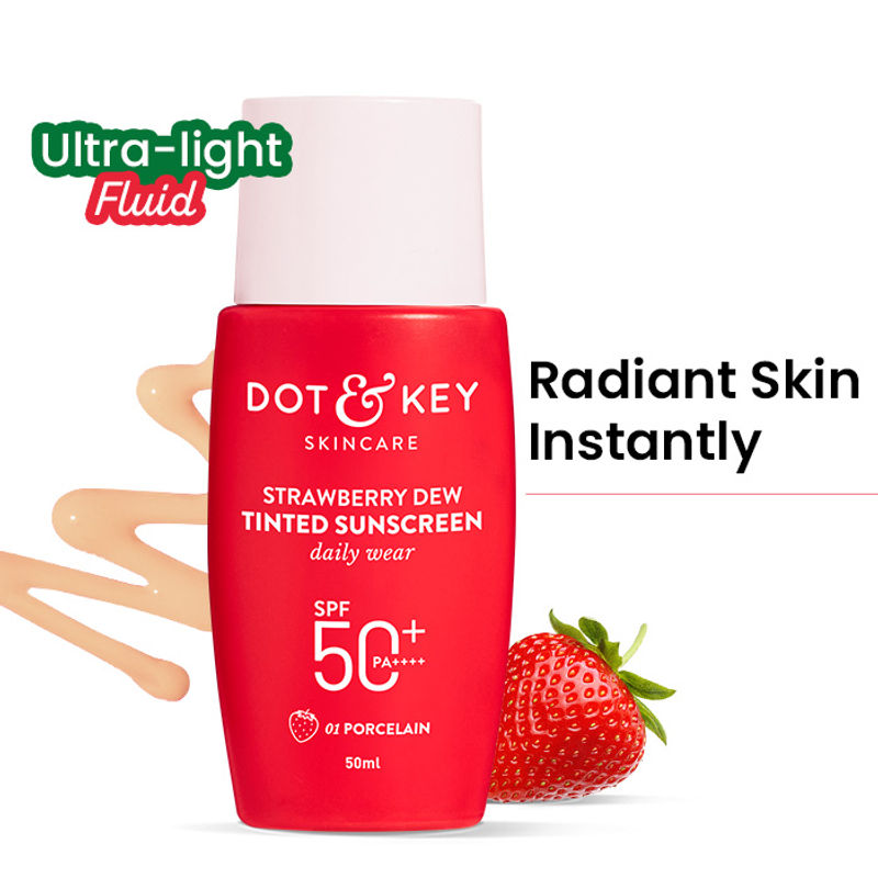 Dot & Key Strawberry Dew Tinted Sunscreen SPF 50+ PA++++ With Niacinamide - 01 Porcelain