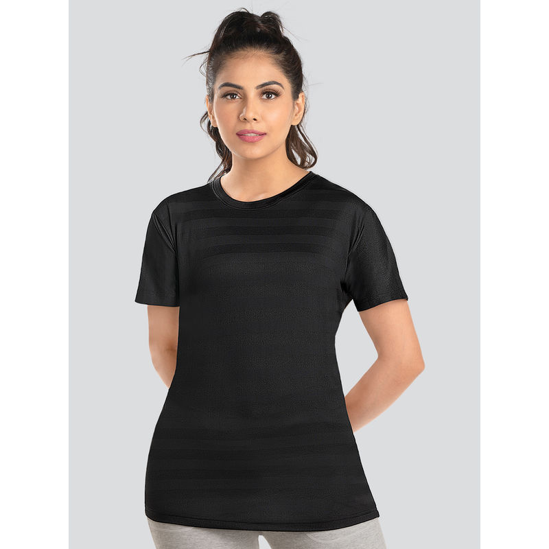 Dermawear Women Black Active T-Shirt-Td-903 (S)