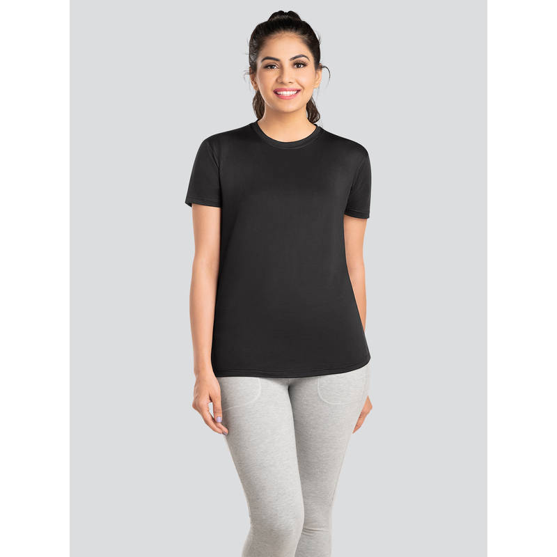 Dermawear Women Black Active T-Shirt-Td-904 (S)