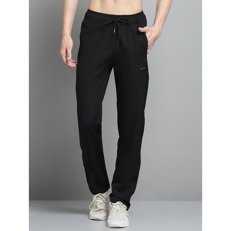 Monte Carlo Mens Solid Black Mid Rise Regular Fit Trackpant (L)