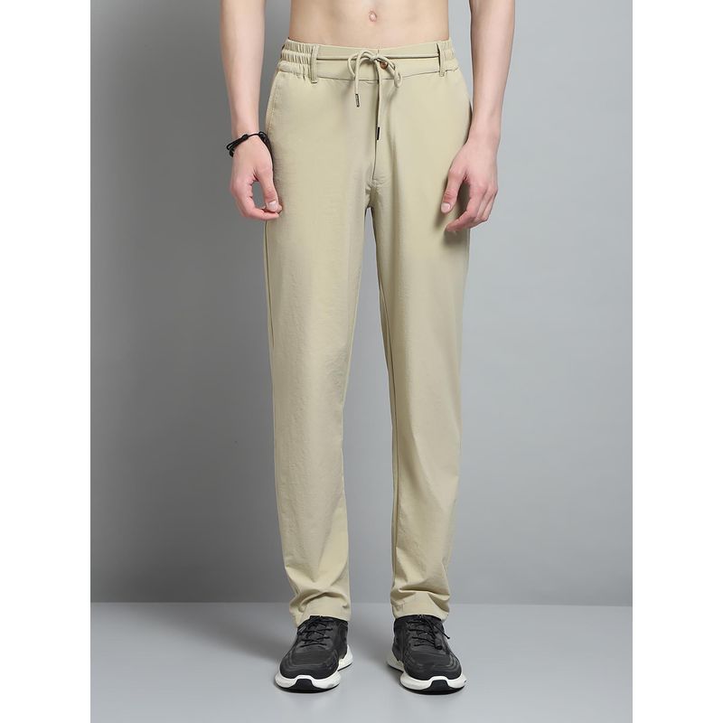 Monte Carlo Mens Solid Khaki Mid Rise Regular Fit Trackpant (M)