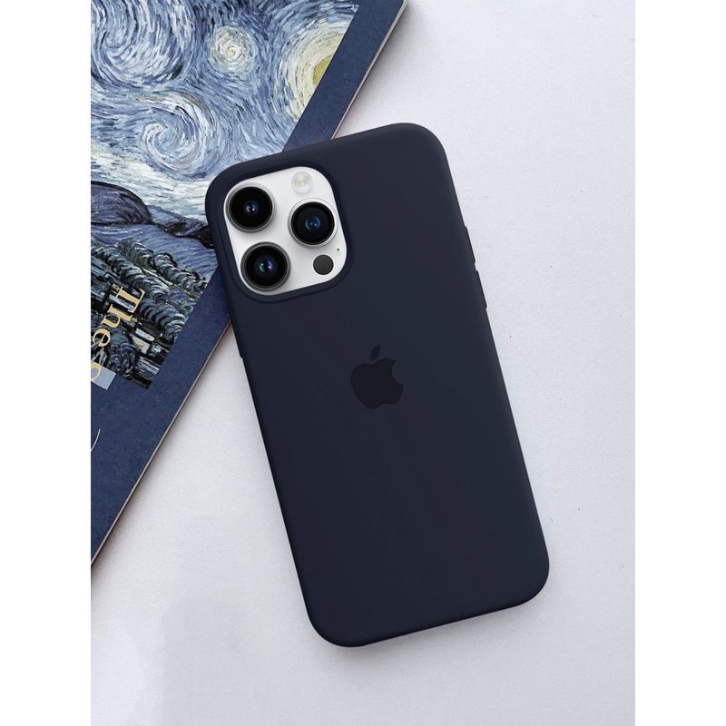 Treemoda Navy Blue Silicone Case Cover For iPhone 14 Pro Max