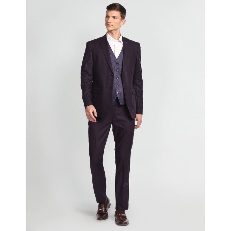 Arrow Purple Solid Hudson Tailored Fit Three Piece Suit (Set of 3) (38)