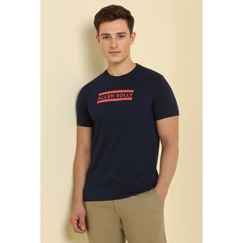 Allen Solly Men Navy Blue Crew Neck T-shirt (XL)