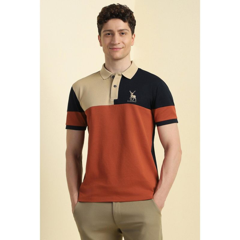 Allen Solly Men Multi-Color Patterned Polo T-shirt (L)
