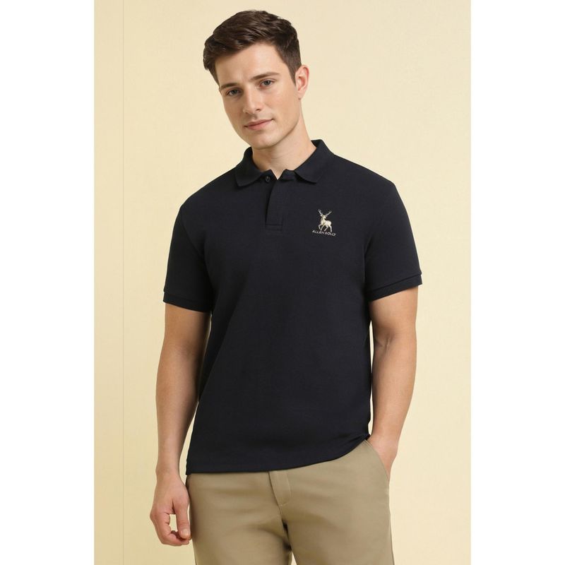 Allen Solly Men Black Solid Polo T-shirt (M)