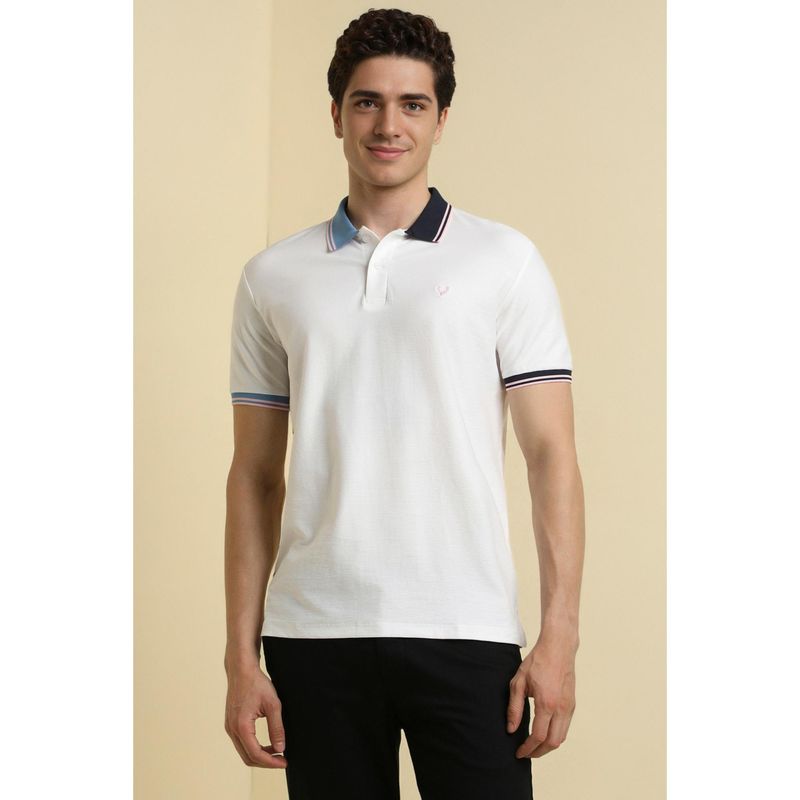 Allen Solly Men White Solid Polo T-shirt (S)