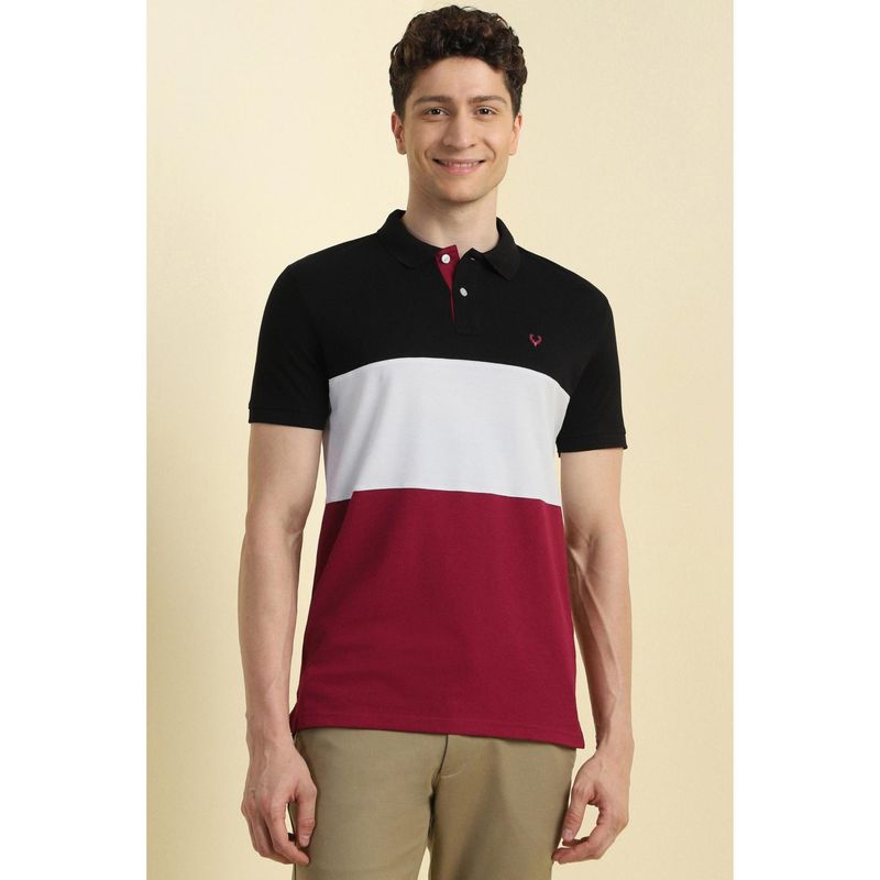 Allen Solly Men Multi-Color Patterned Polo T-shirt (M)