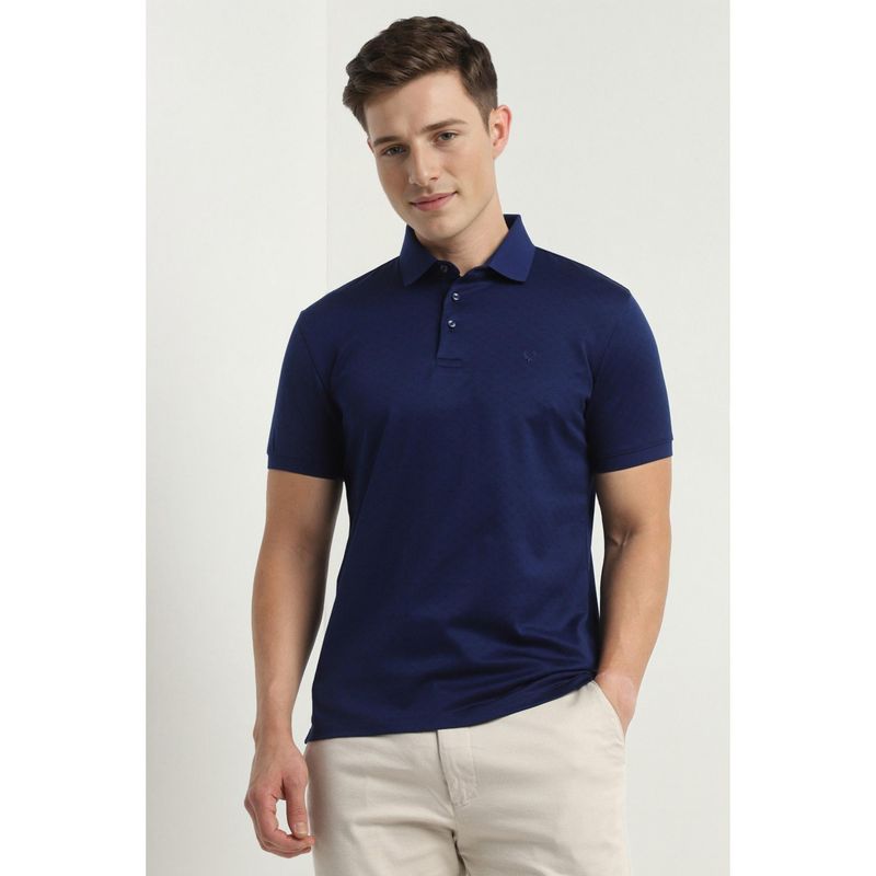 Allen Solly Men Navy Blue Printed Polo T-shirt (M)