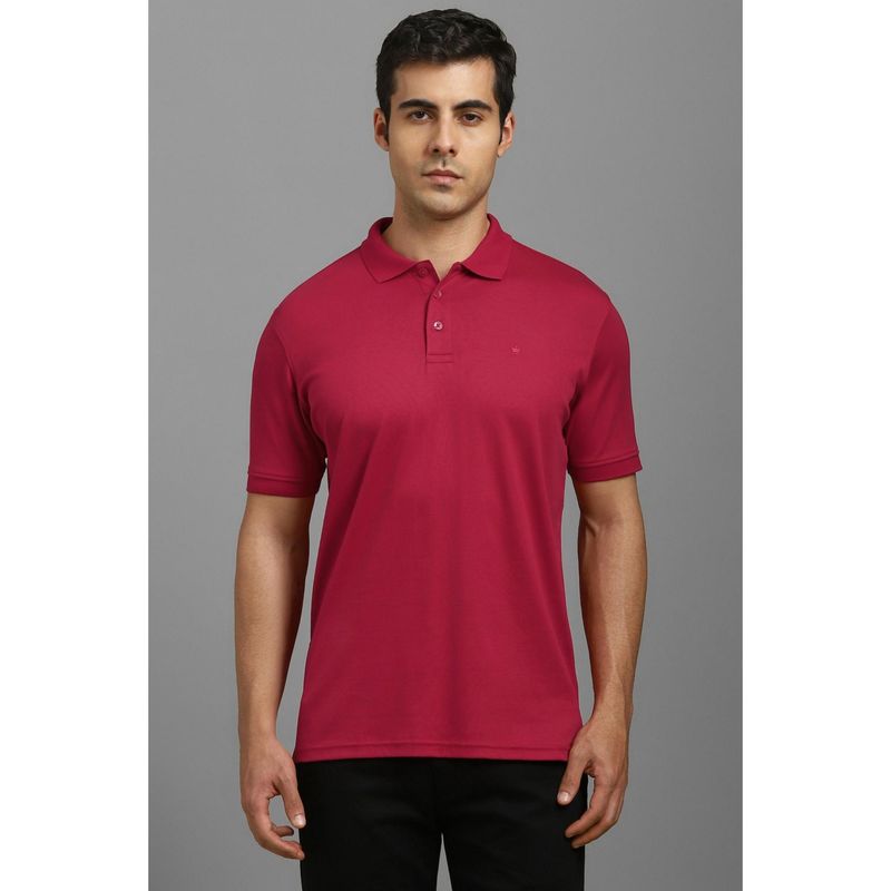 Louis Philippe Men Red Solid Polo T-shirt (L)