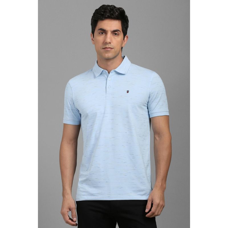Louis Philippe Men Light Blue Printed Polo T-shirt (M)